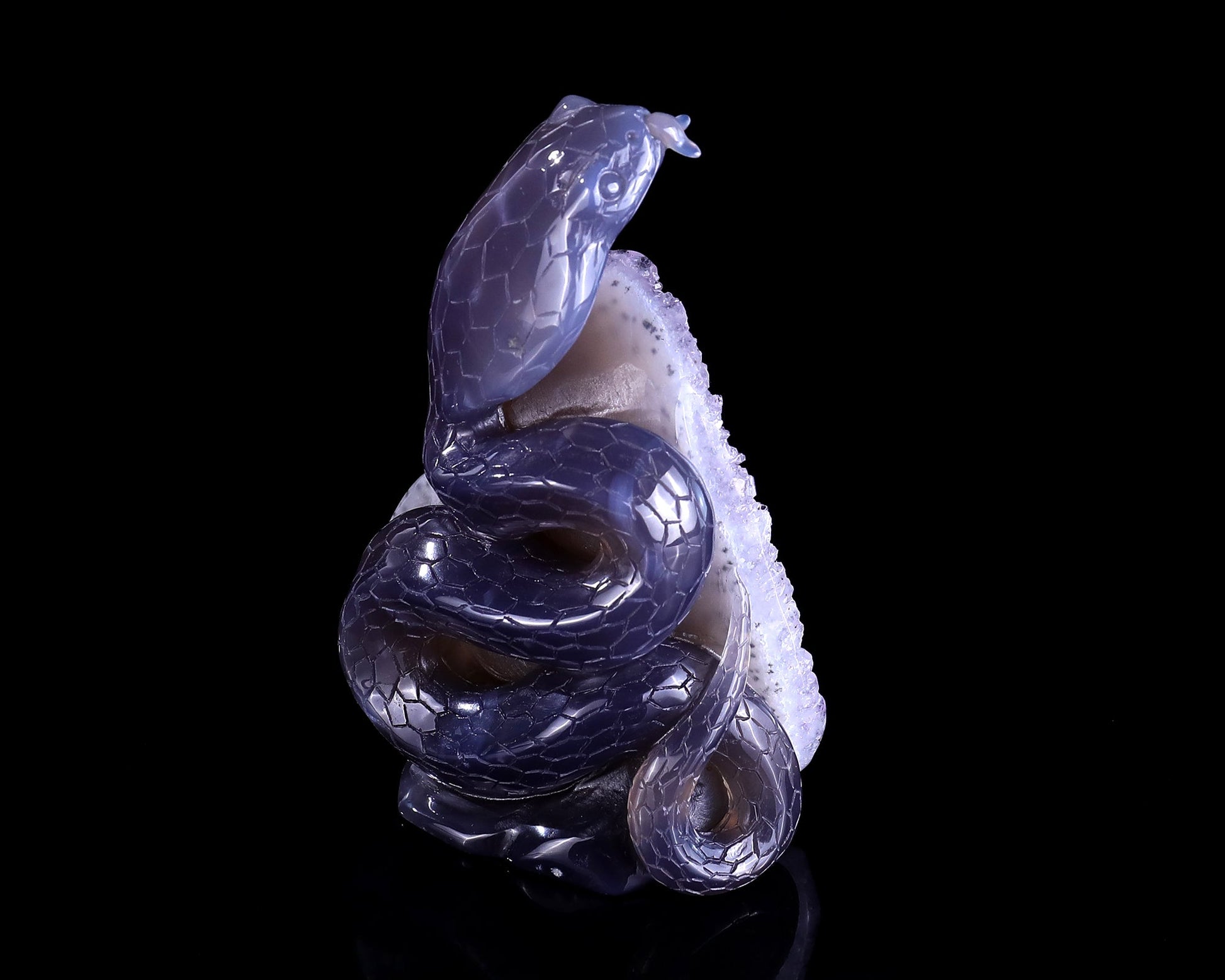 Nicedony 5.0" Geode Agate Hand Carved Crystal Snake Sculpture - View 4