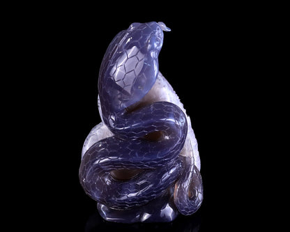 Nicedony 5.0" Geode Agate Hand Carved Crystal Snake Sculpture - View 5