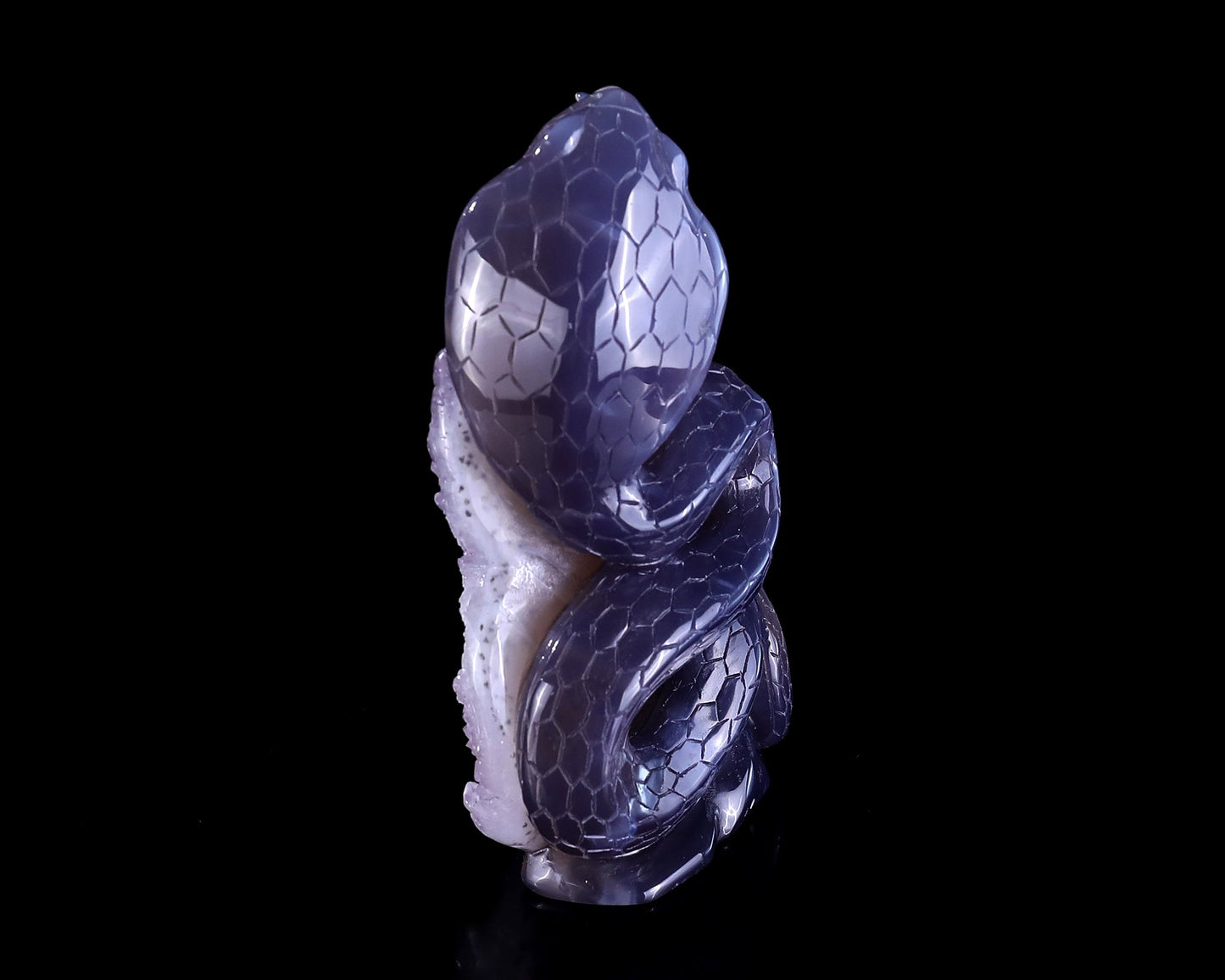 Nicedony 5.0" Geode Agate Hand Carved Crystal Snake Sculpture - View 6