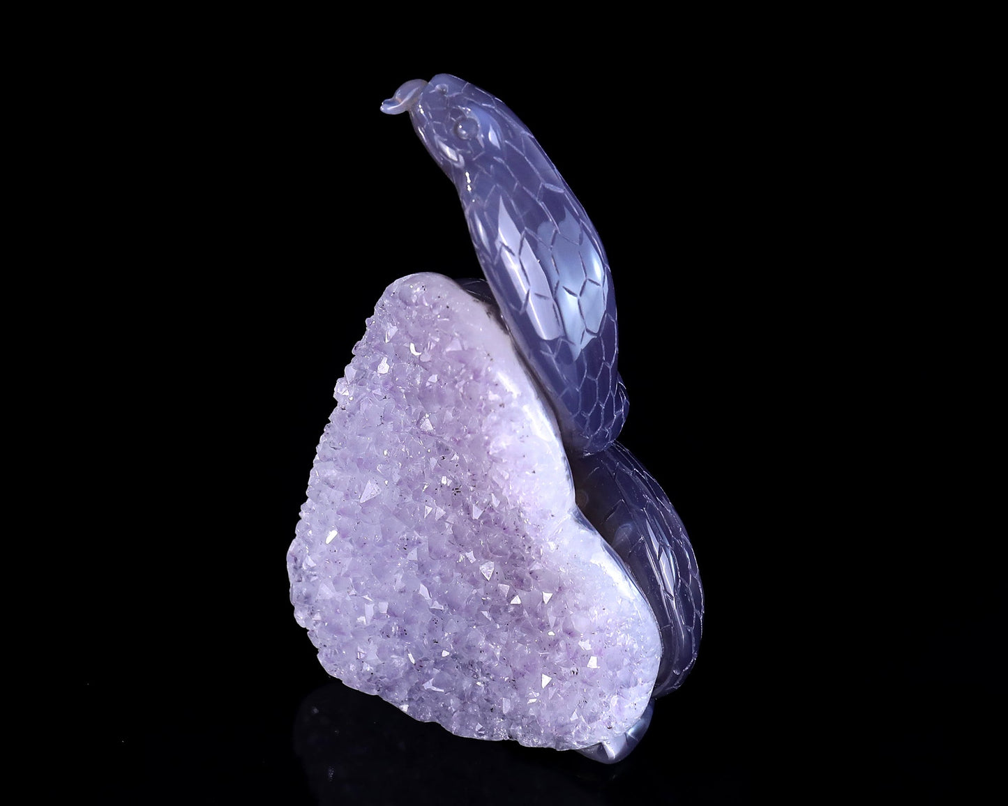Nicedony 5.0" Geode Agate Hand Carved Crystal Snake Sculpture - View 8