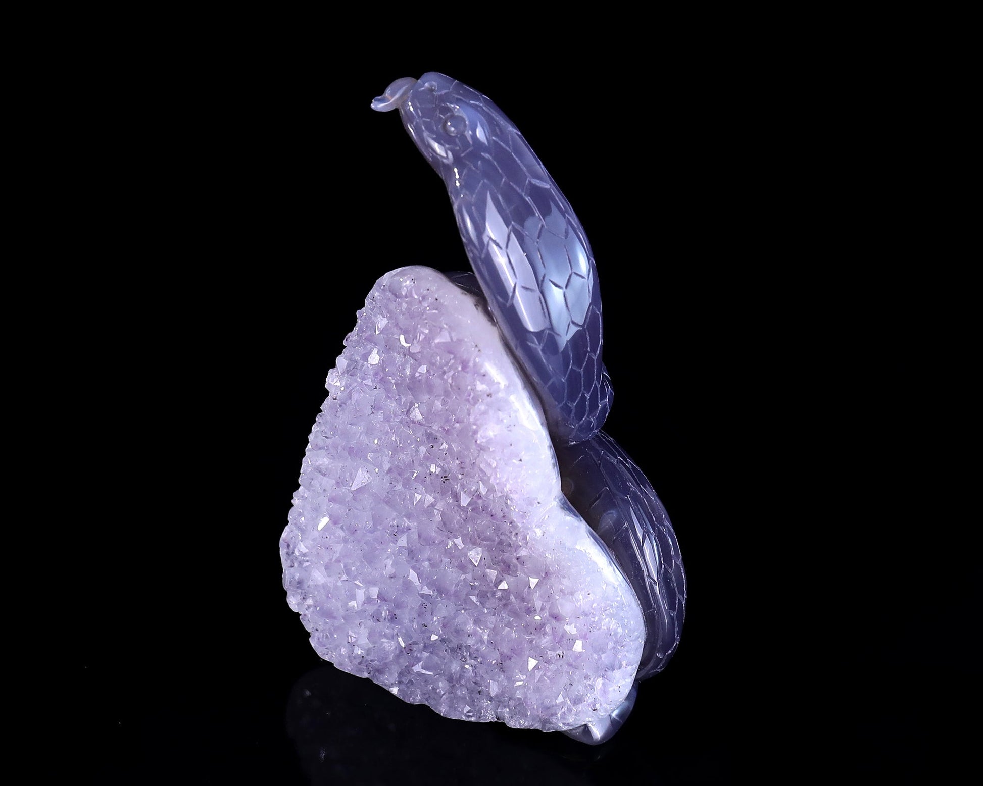 Nicedony 5.0" Geode Agate Hand Carved Crystal Snake Sculpture - View 8