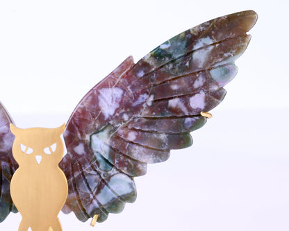 Nicedony 5.0" Indian Agate Hand Carved Crystal Owl Wings Sculpture - View 5