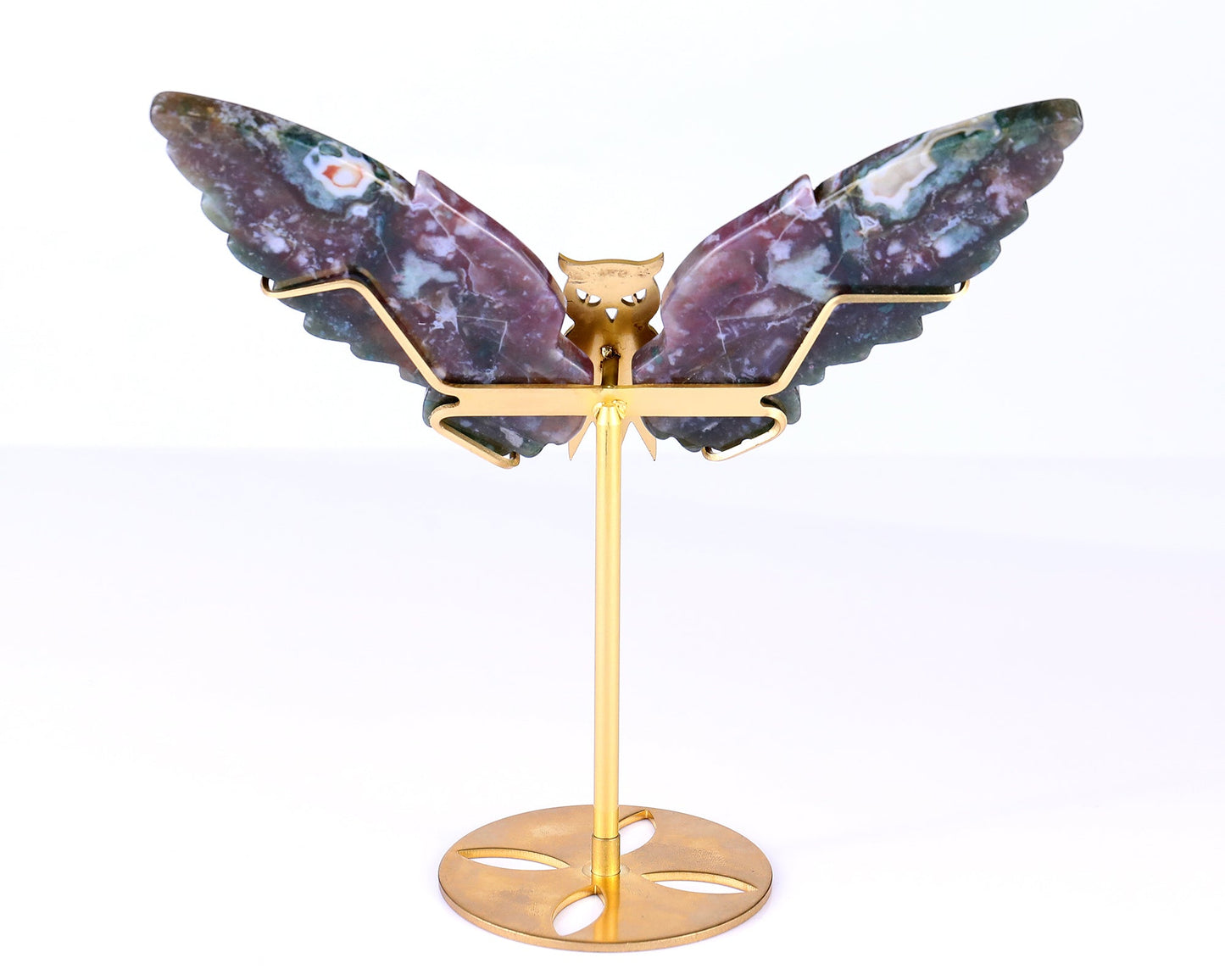 Nicedony 5.0" Indian Agate Hand Carved Crystal Owl Wings Sculpture - View 9