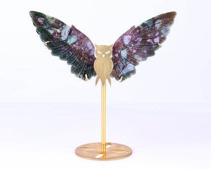 Nicedony 5.0" Indian Agate Hand Carved Crystal Owl Wings Sculpture - View 3