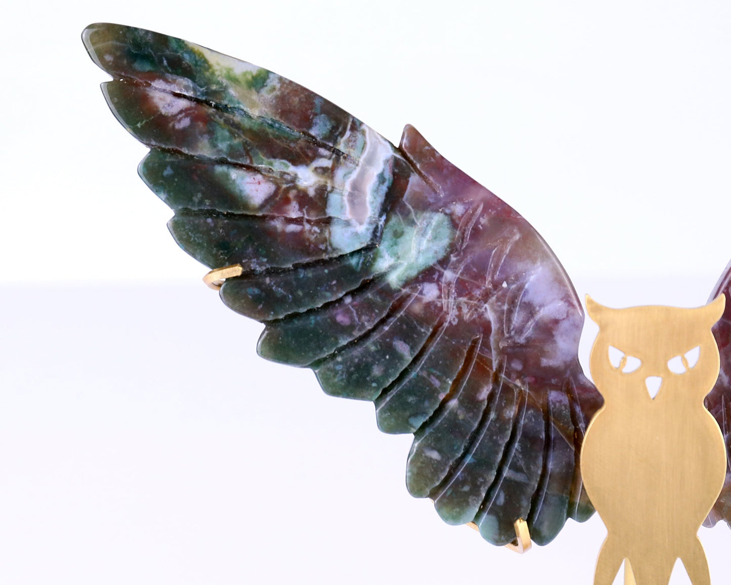 Nicedony 5.0" Indian Agate Hand Carved Crystal Owl Wings Sculpture - View 6