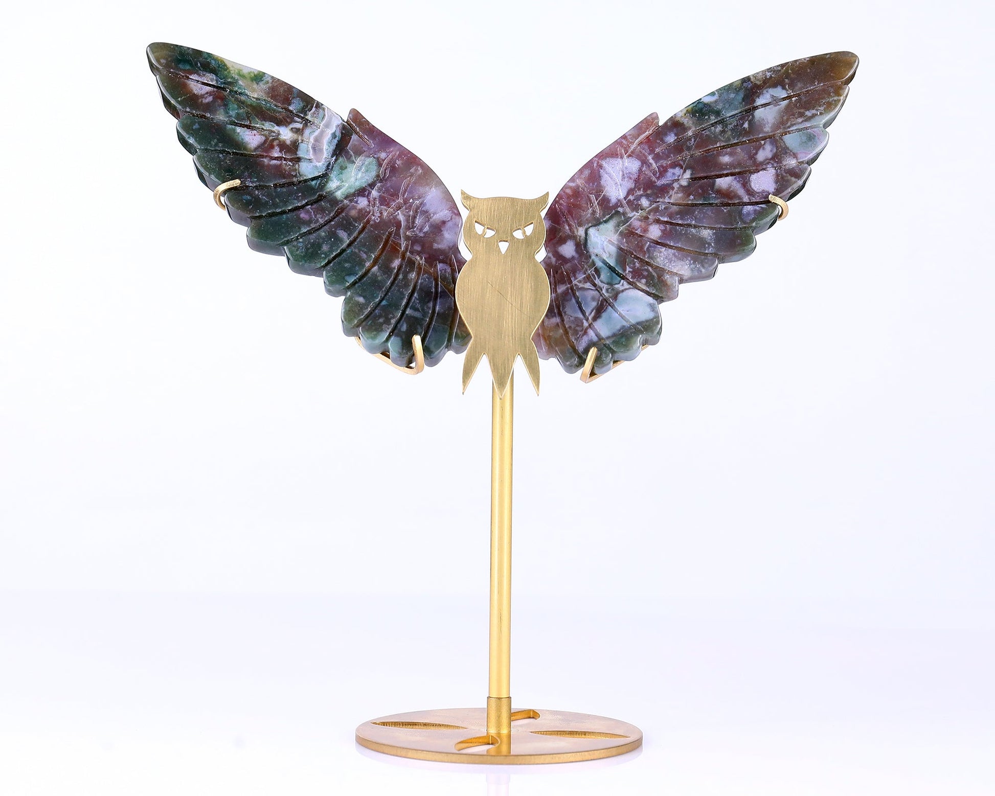 Nicedony 5.0" Indian Agate Hand Carved Crystal Owl Wings Sculpture - View 4