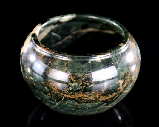 Nicedony 5.0" Jiulong Jade Hand Carved Crystal Tea Bowl