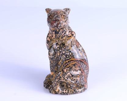Nicedony 5.0" Leopard Skin Jasper Hand Carved Leopard Sculpture - View 2