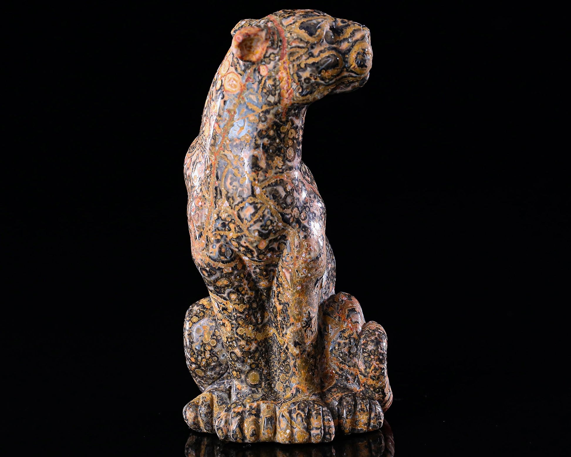 Nicedony 5.0" Leopard Skin Jasper Hand Carved Leopard Sculpture - View 21