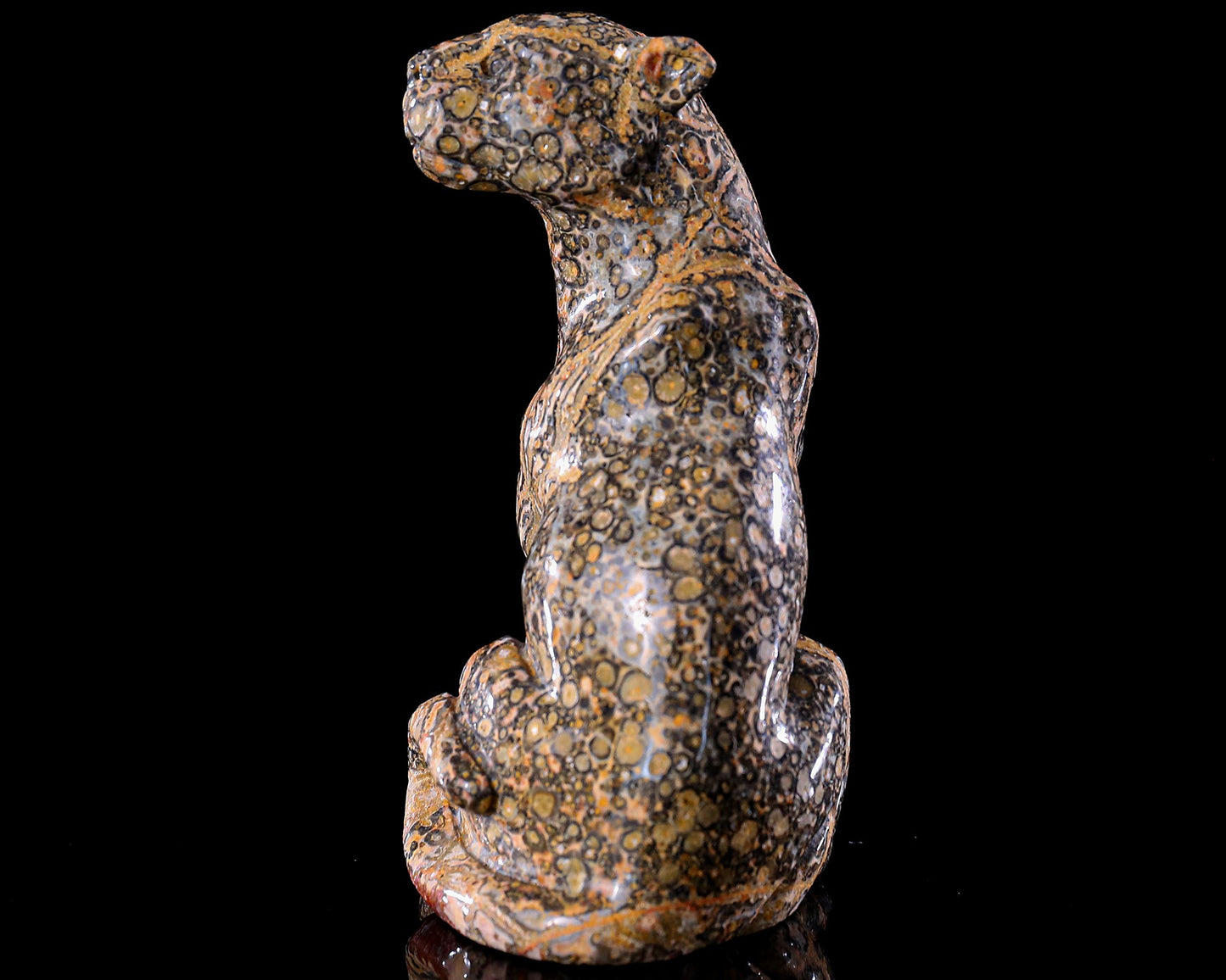 Nicedony 5.0" Leopard Skin Jasper Hand Carved Leopard Sculpture - View 25