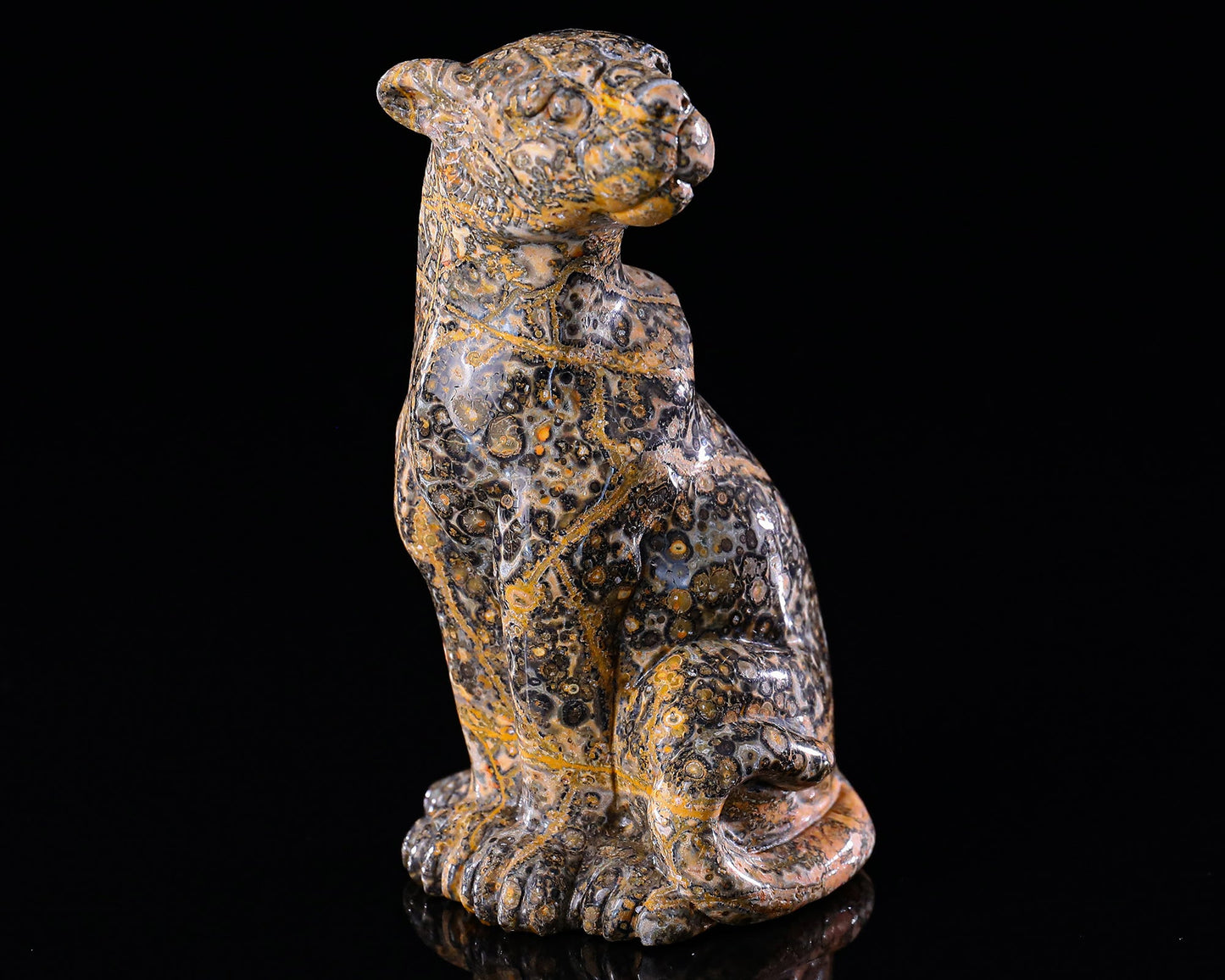 Nicedony 5.0" Leopard Skin Jasper Hand Carved Leopard Sculpture - View 28