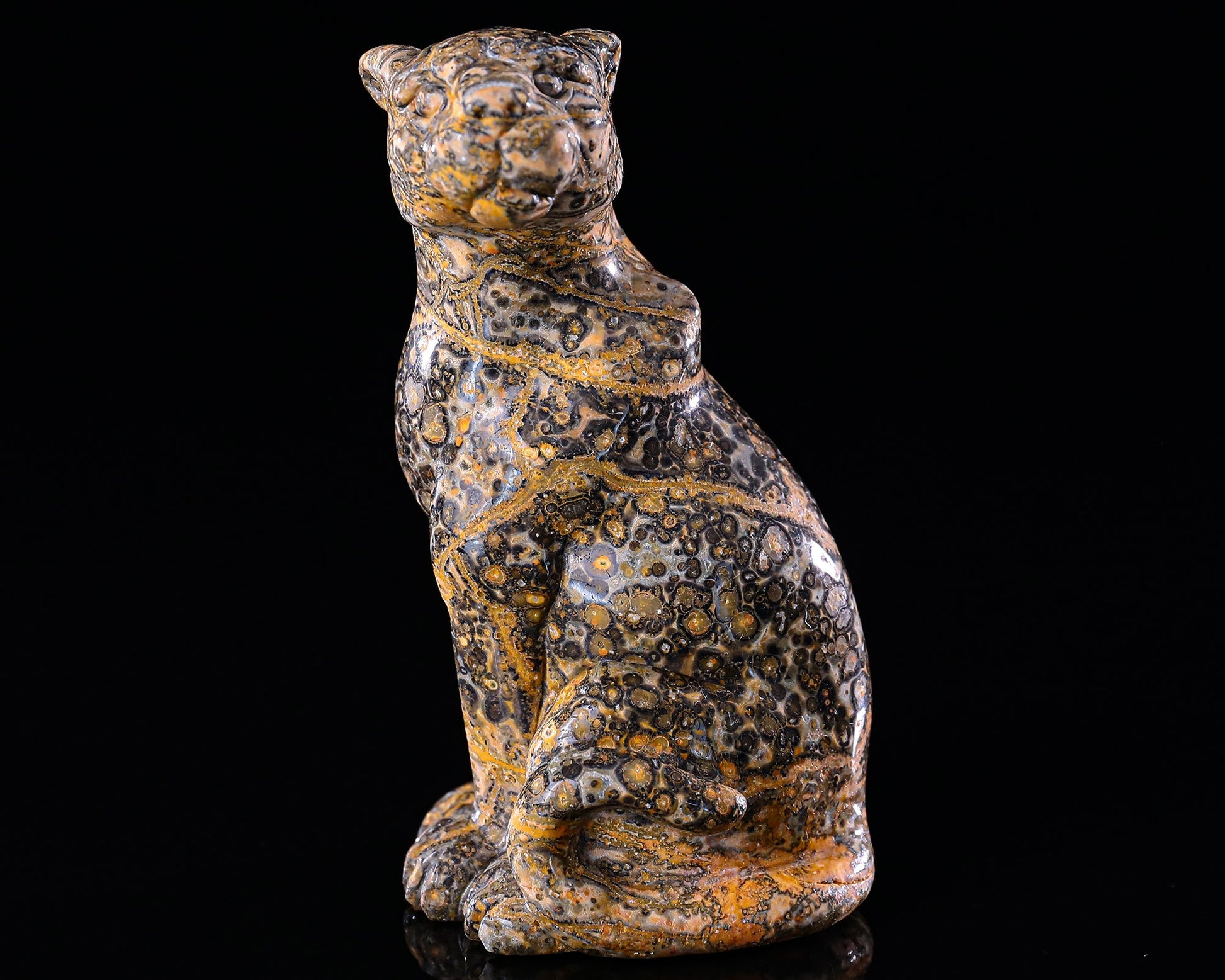 Nicedony 5.0" Leopard Skin Jasper Hand Carved Leopard Sculpture - View 29