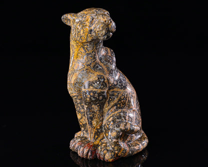 Nicedony 5.0" Leopard Skin Jasper Hand Carved Crystal Leopard Sculpture - View 2