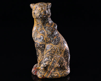Nicedony 5.0" Leopard Skin Jasper Hand Carved Crystal Leopard Sculpture - View 3