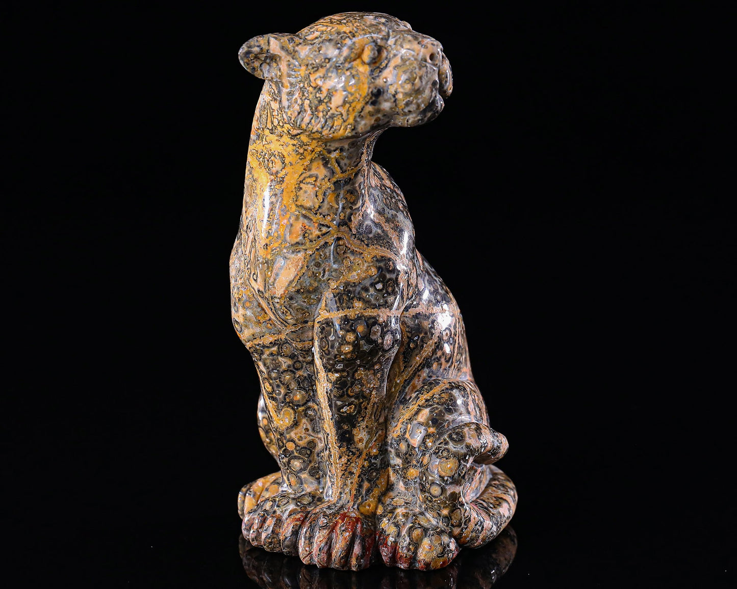 Nicedony 5.0" Leopard Skin Jasper Hand Carved Crystal Leopard Sculpture - View 6