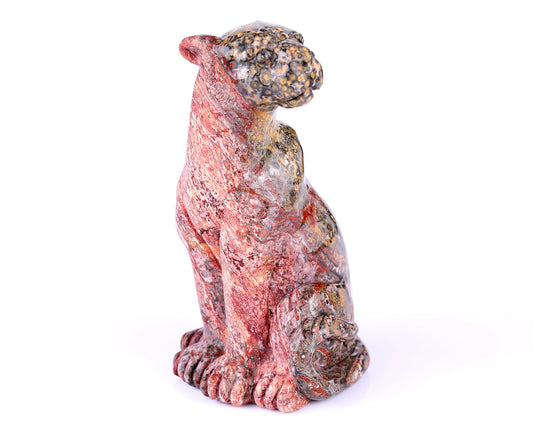Nicedony 5.0" Leopard Skin Jasper Hand Carved Leopard Sculpture - #4100097