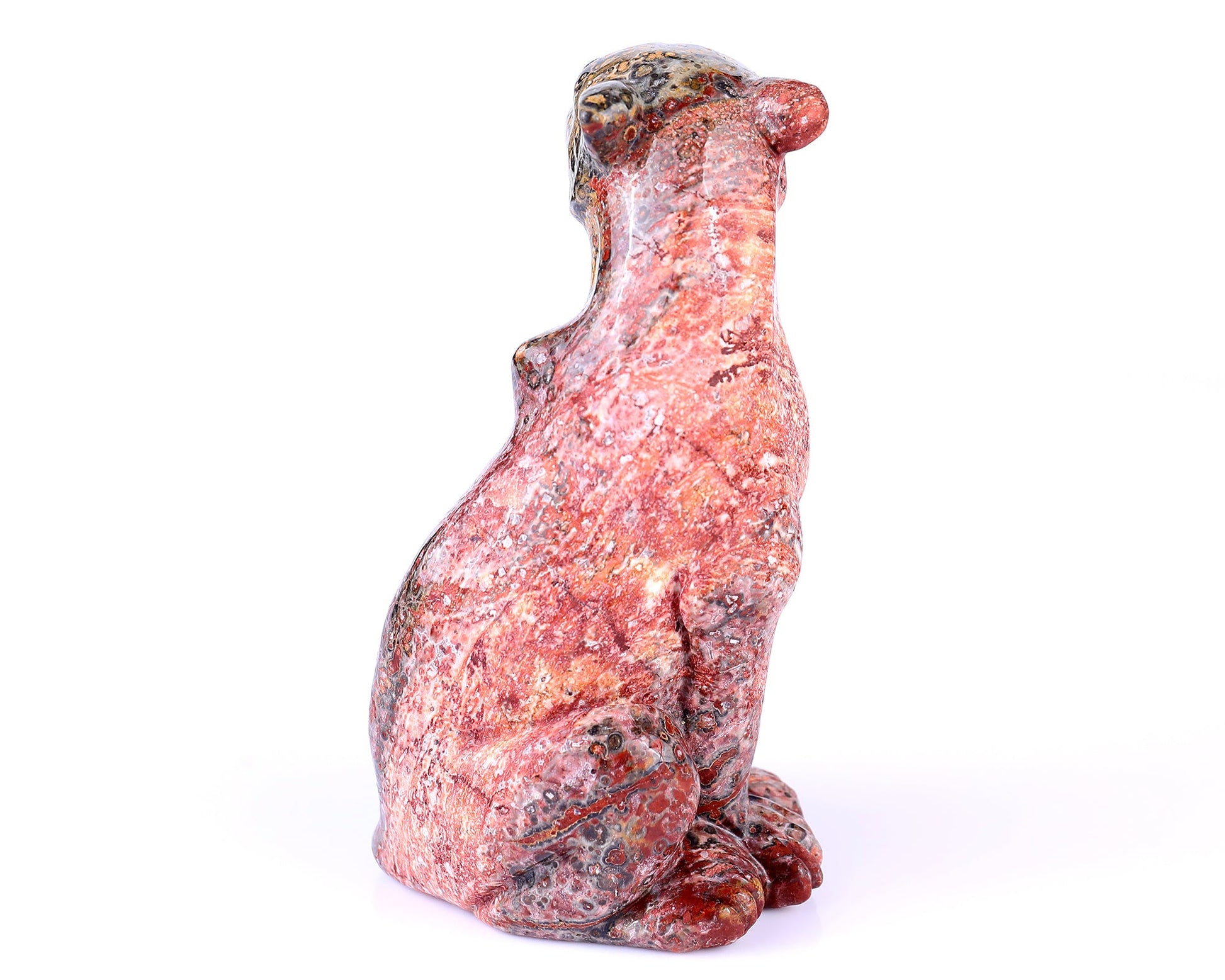 Nicedony 5.0" Leopard Skin Jasper Hand Carved Leopard Sculpture - #3100177