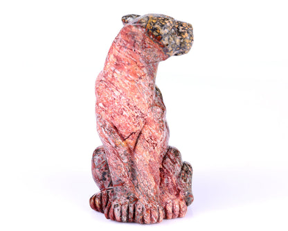 Nicedony 5.0" Leopard Skin Jasper Hand Carved Leopard Sculpture - #3100301