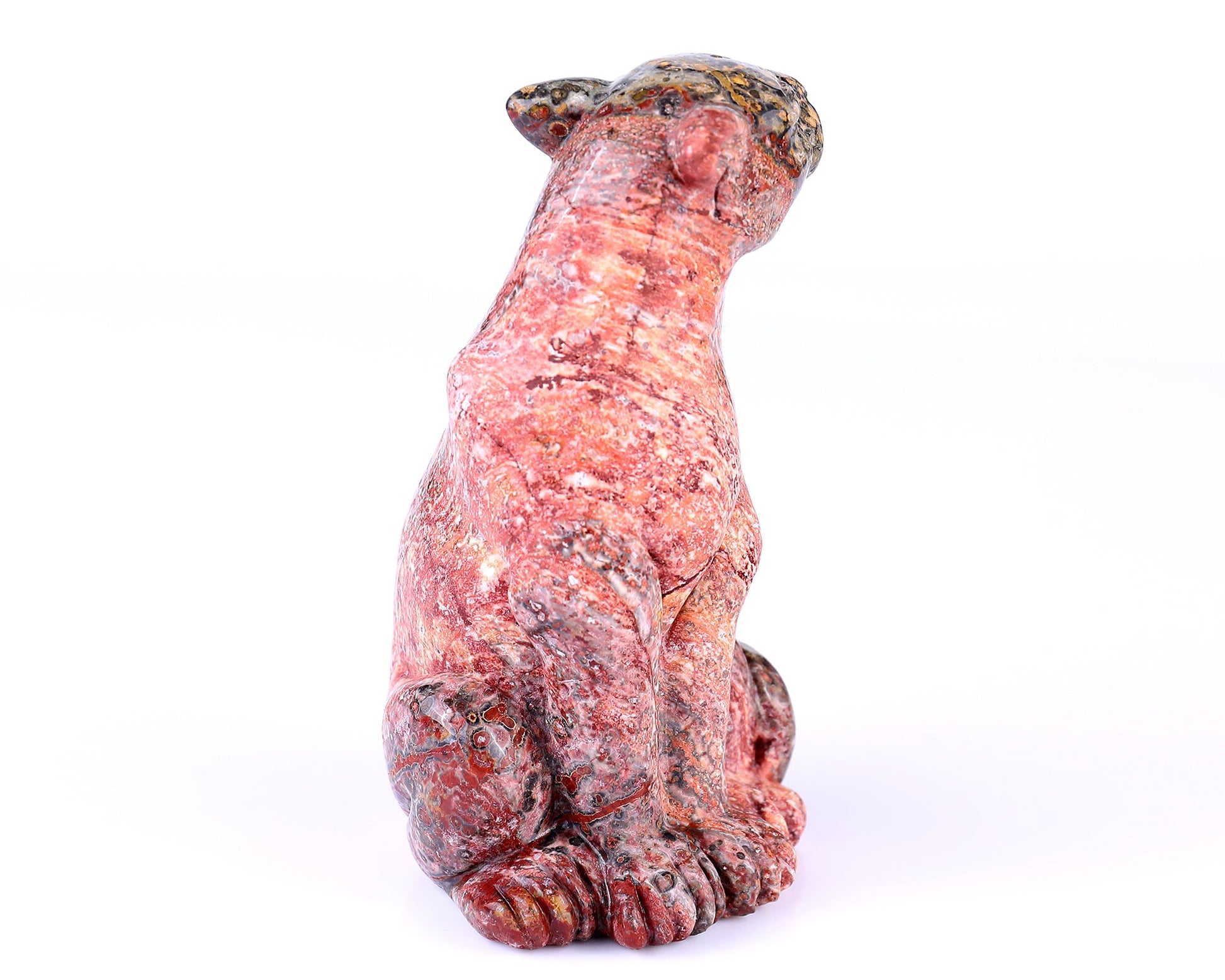 Nicedony 5.0" Leopard Skin Jasper Hand Carved Leopard Sculpture - #3100302