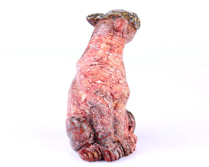 Nicedony 5.0" Leopard Skin Jasper Hand Carved Leopard Sculpture - #3100302
