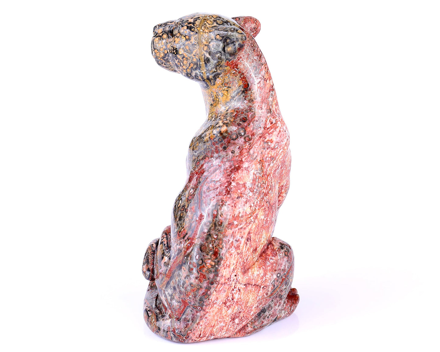 Nicedony 5.0" Leopard Skin Jasper Hand Carved Leopard Sculpture - #3100175