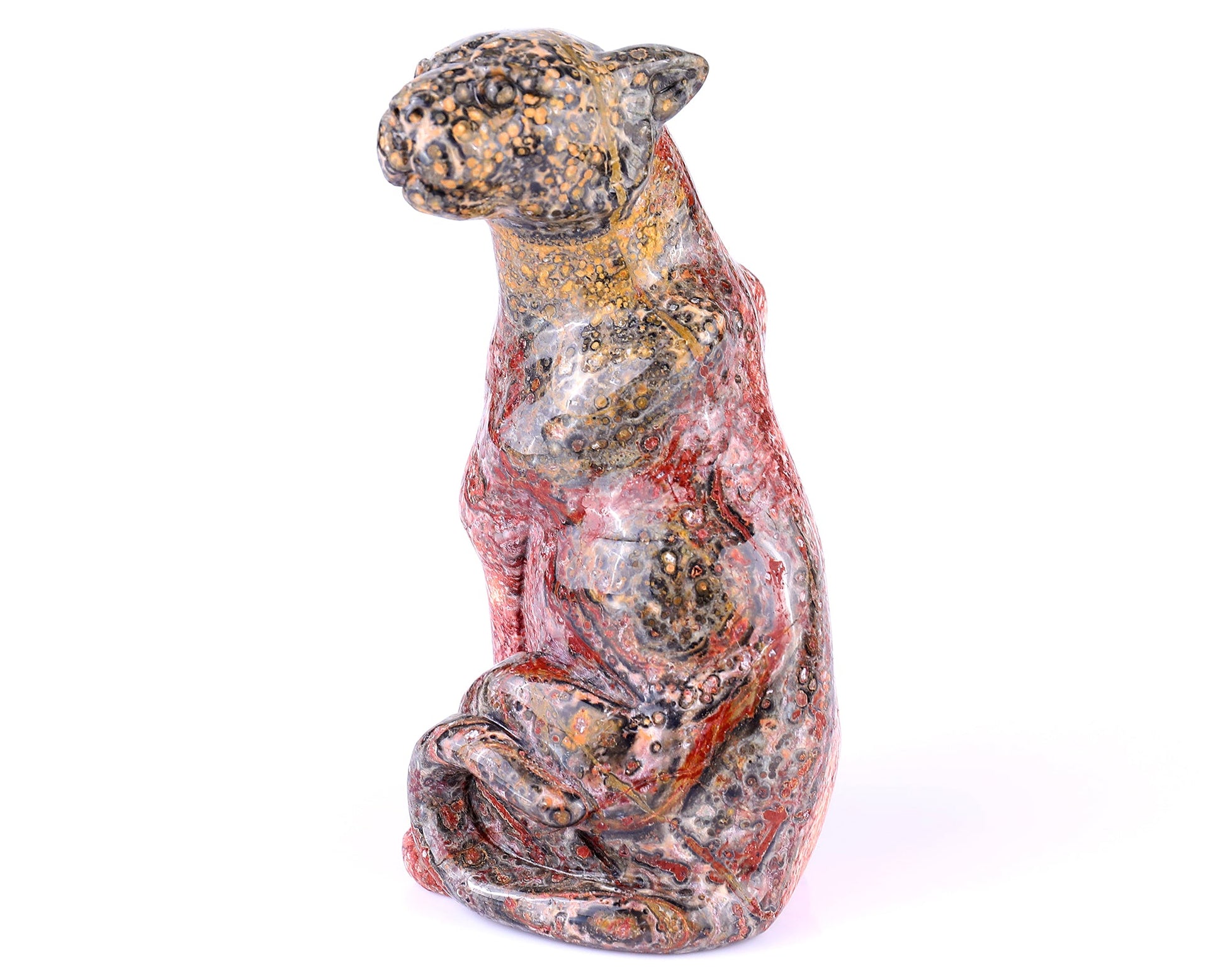 Nicedony 5.0" Leopard Skin Jasper Hand Carved Leopard Sculpture - View 7