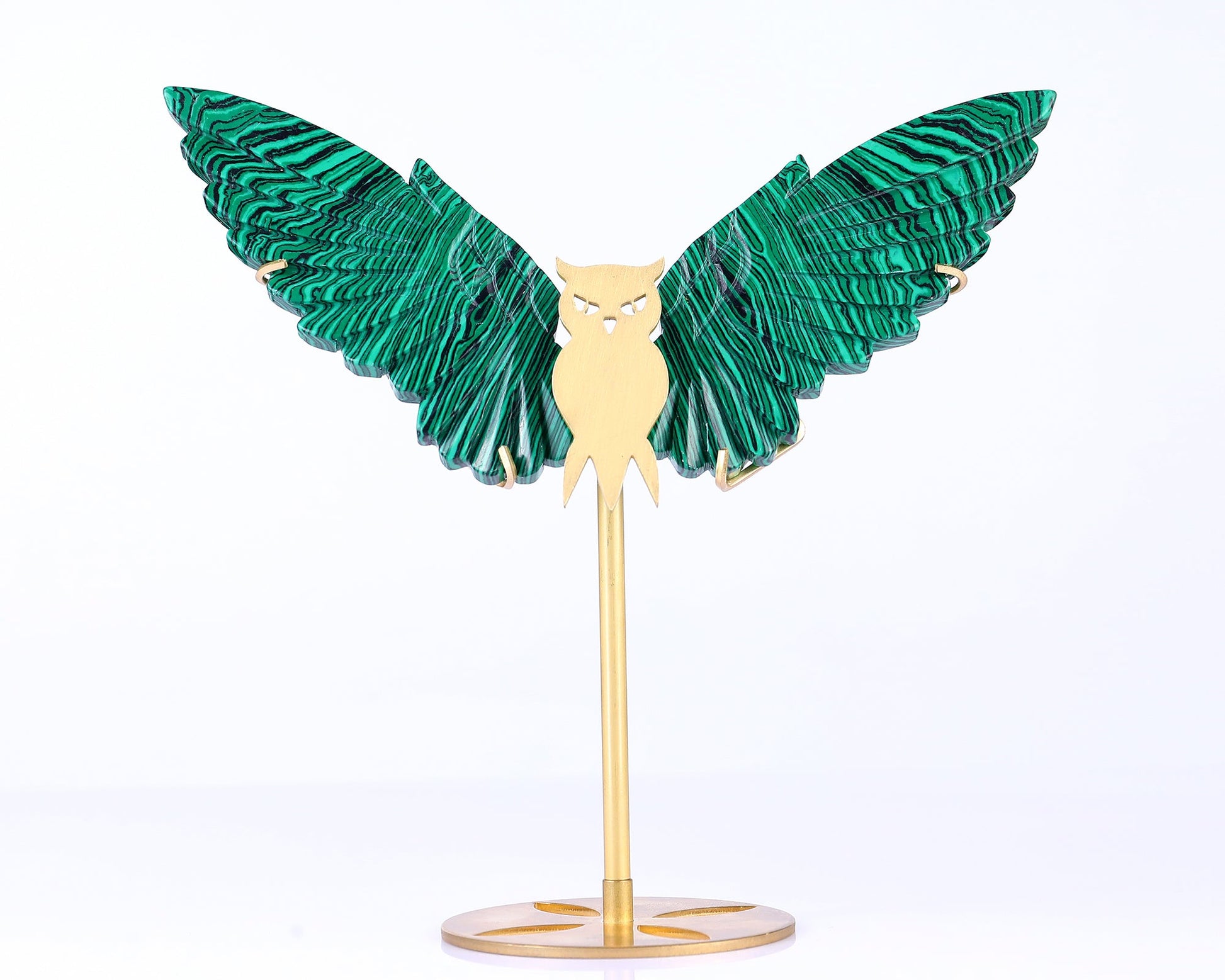 Nicedony 5.0" Malachite Hand Carved Crystal Owl Wings Sculpture - View 4