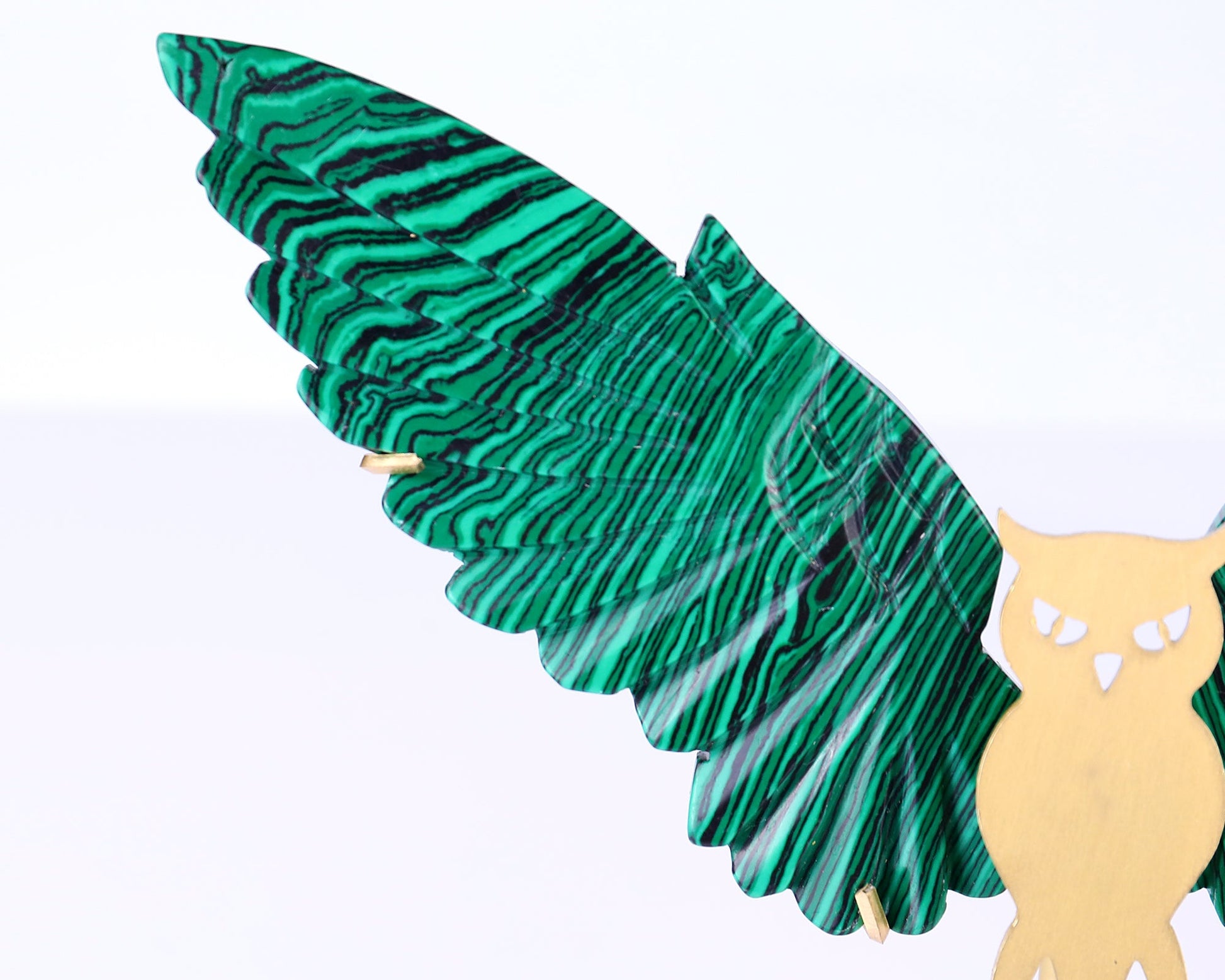 Nicedony 5.0" Malachite Hand Carved Crystal Owl Wings Sculpture - View 6