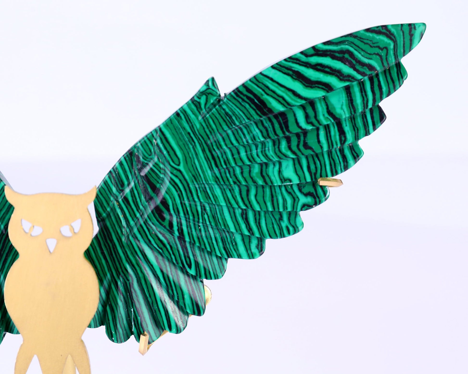 Nicedony 5.0" Malachite Hand Carved Crystal Owl Wings Sculpture - View 5