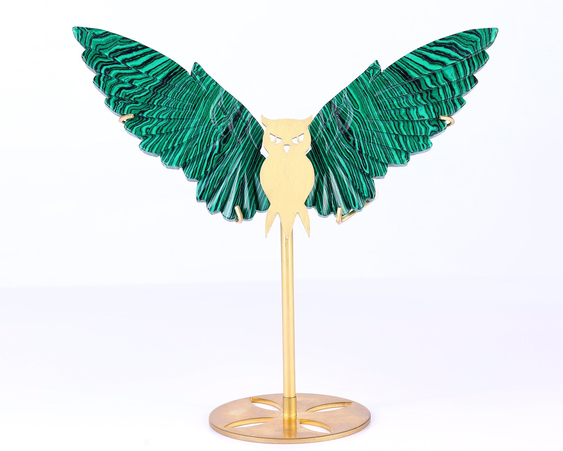 Nicedony 5.0" Malachite Hand Carved Crystal Owl Wings Sculpture - View 3