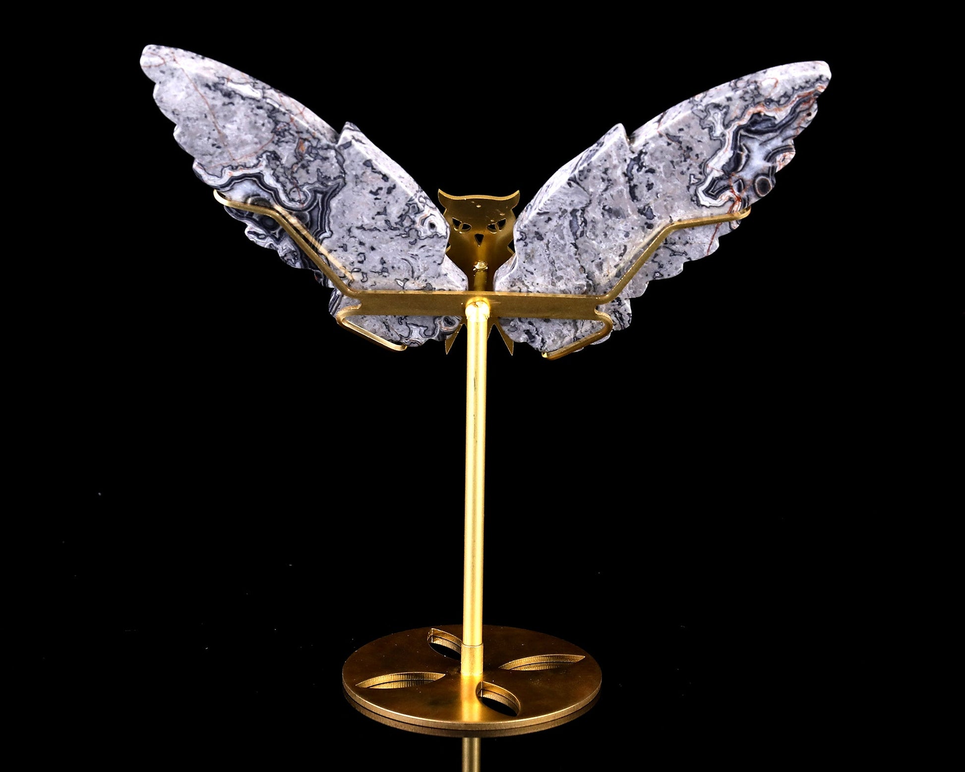 Nicedony 5.0" Map Jasper Hand Carved Crystal Owl Wings Sculpture - View 9