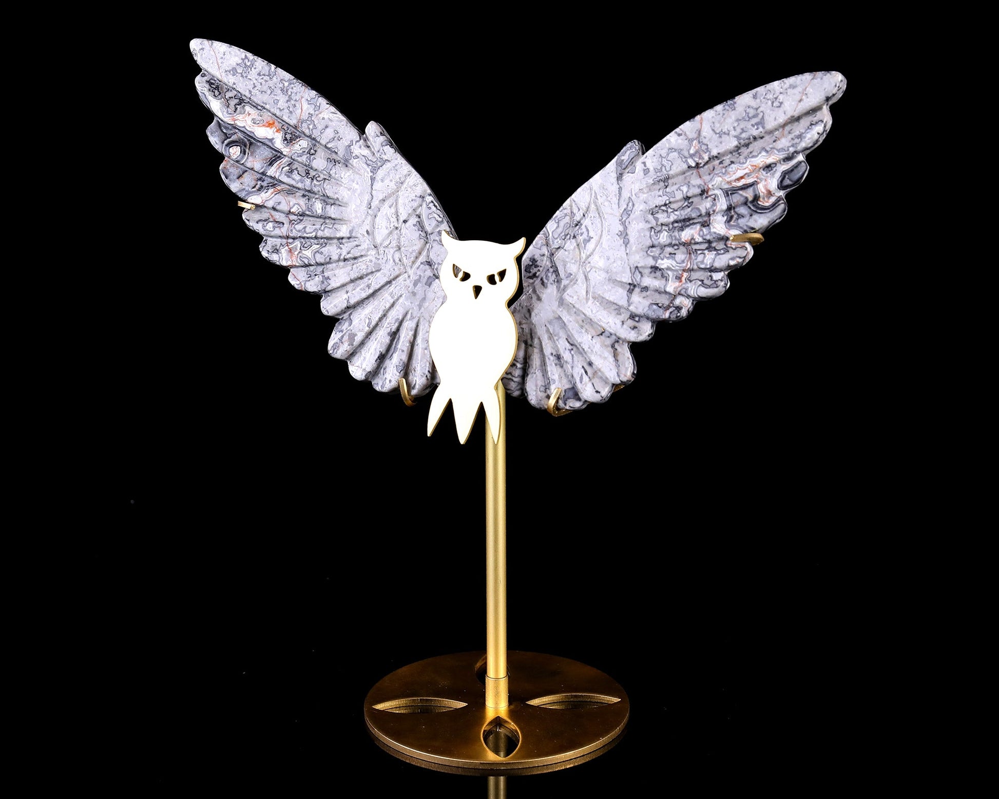 Nicedony 5.0" Map Jasper Hand Carved Crystal Owl Wings Sculpture - View 10