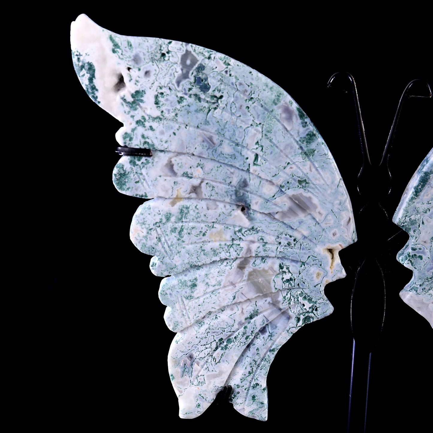 Nicedony 5.0" Moss Agate Hand Carved Butterfly Wings Sculpture - View 11