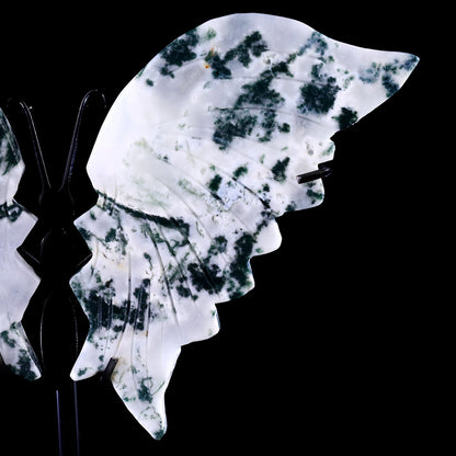 Nicedony 5.0" Moss Agate Hand Carved Butterfly Wings Sculpture - View 3