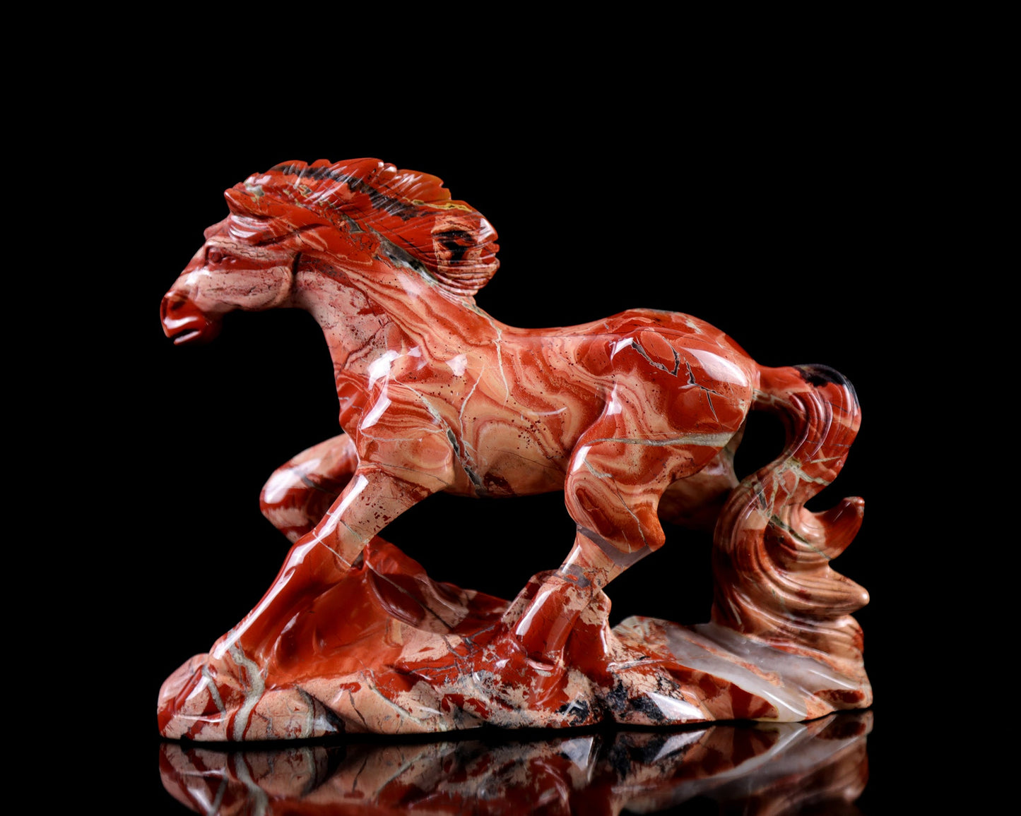 Nicedony 5.0" Red Jasper Hand Carved Crystal Horse Sculpture - View 3