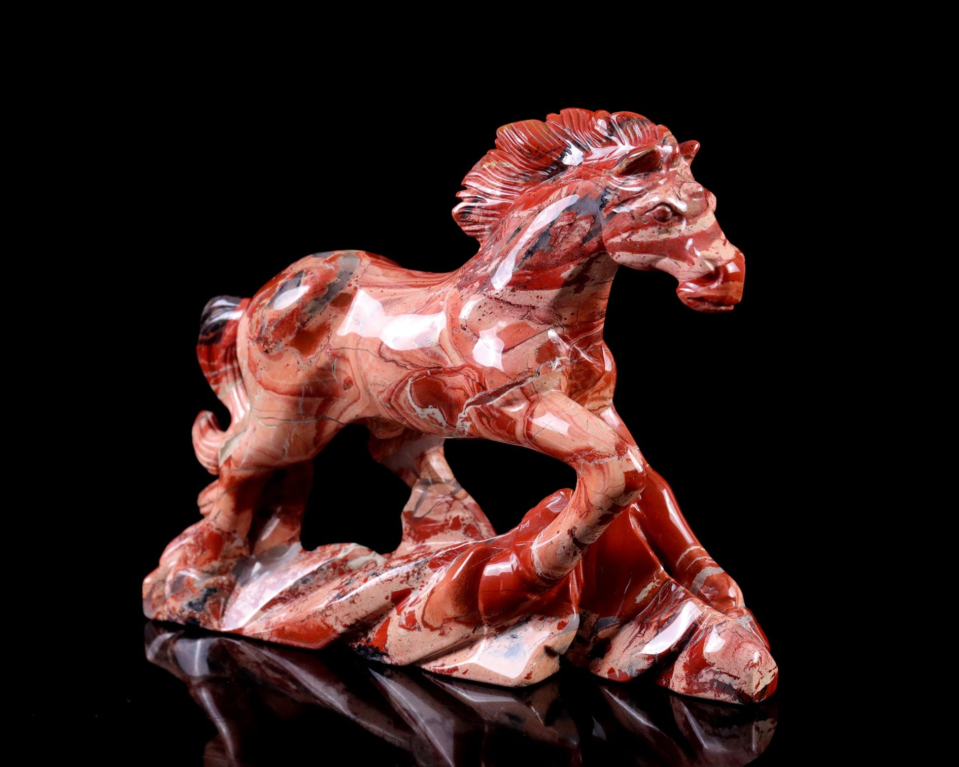 Nicedony 5.0" Red Jasper Hand Carved Crystal Horse Sculpture - View 6