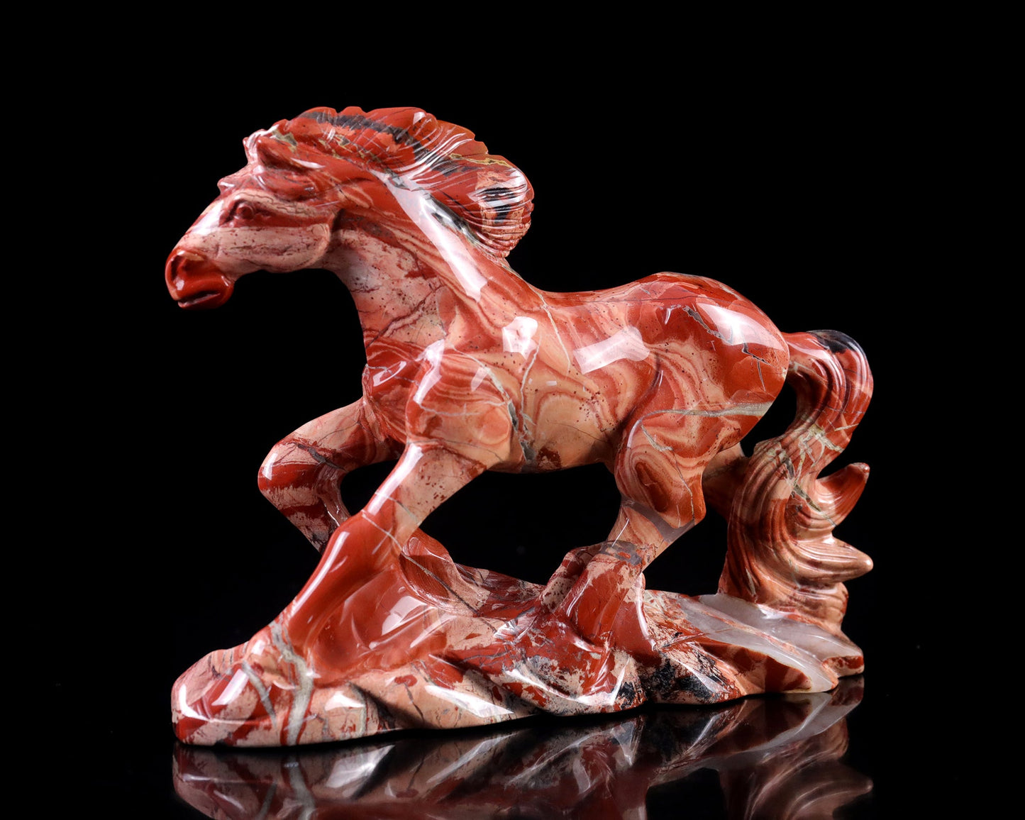 Nicedony 5.0" Red Jasper Hand Carved Crystal Horse Sculpture - View 13