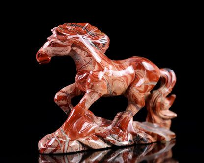 Nicedony 5.0" Red Jasper Hand Carved Crystal Horse Sculpture - View 2