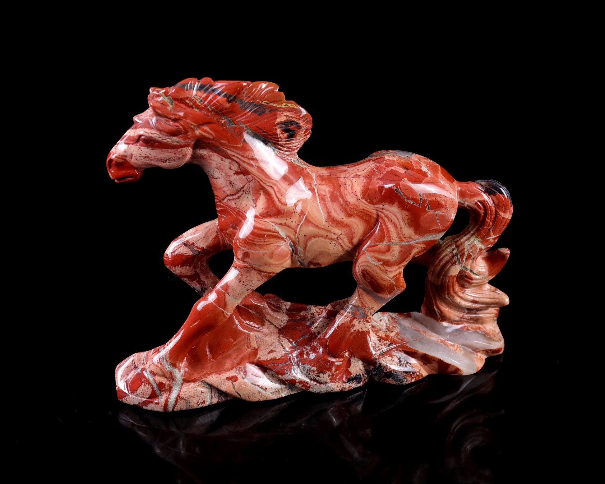 Nicedony 5.0" Red Jasper Hand Carved Crystal Horse Sculpture - View 7