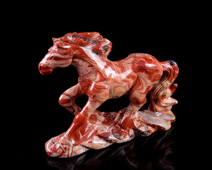 Nicedony 5.0" Red Jasper Hand Carved Crystal Horse Sculpture