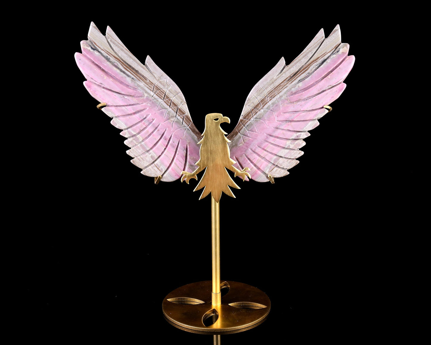 Nicedony 5.0" Rhodonite Hand Carved Crystal Eagle Wings Sculpture
