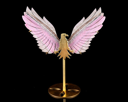 Nicedony 5.0" Rhodonite Hand Carved Crystal Eagle Wings Sculpture