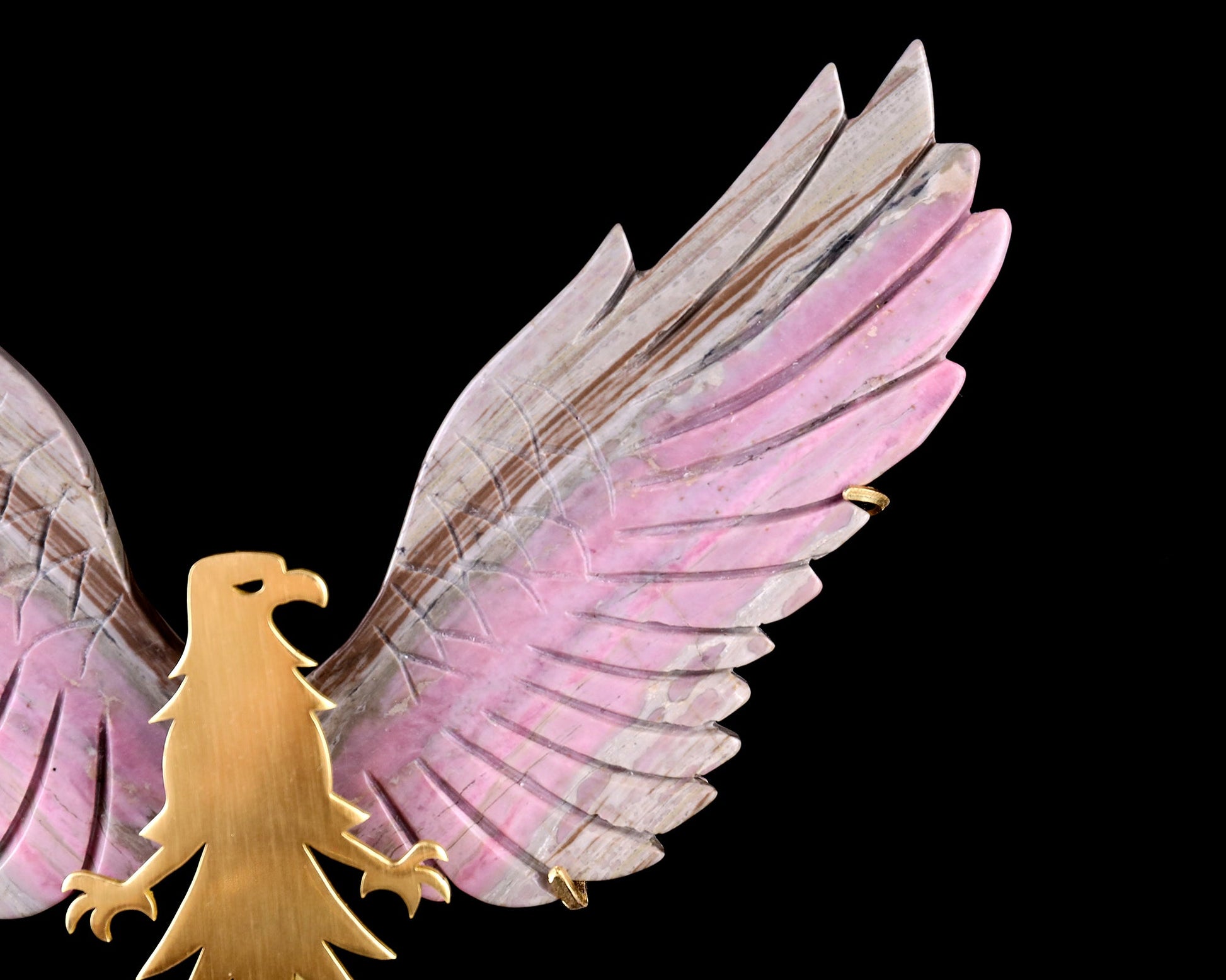 Nicedony 5.0" Rhodonite Hand Carved Crystal Eagle Wings Sculpture - View 5