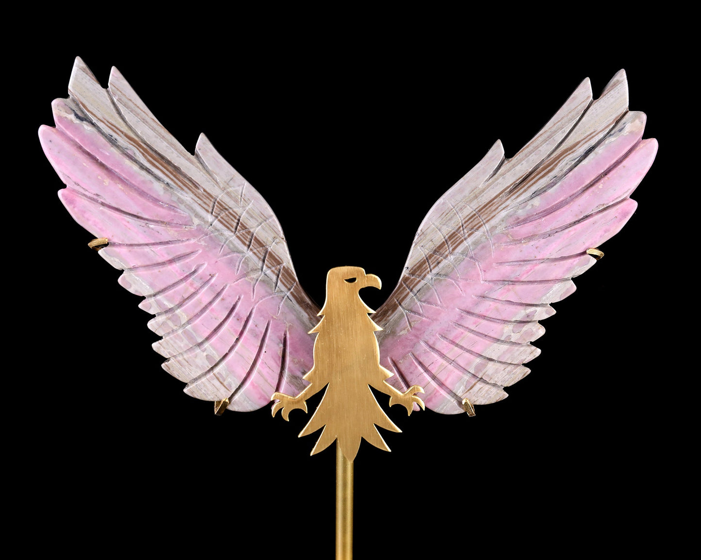 Nicedony 5.0" Rhodonite Hand Carved Crystal Eagle Wings Sculpture - View 2