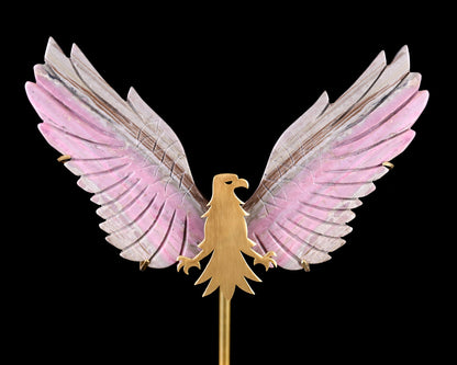 Nicedony 5.0" Rhodonite Hand Carved Crystal Eagle Wings Sculpture - View 2