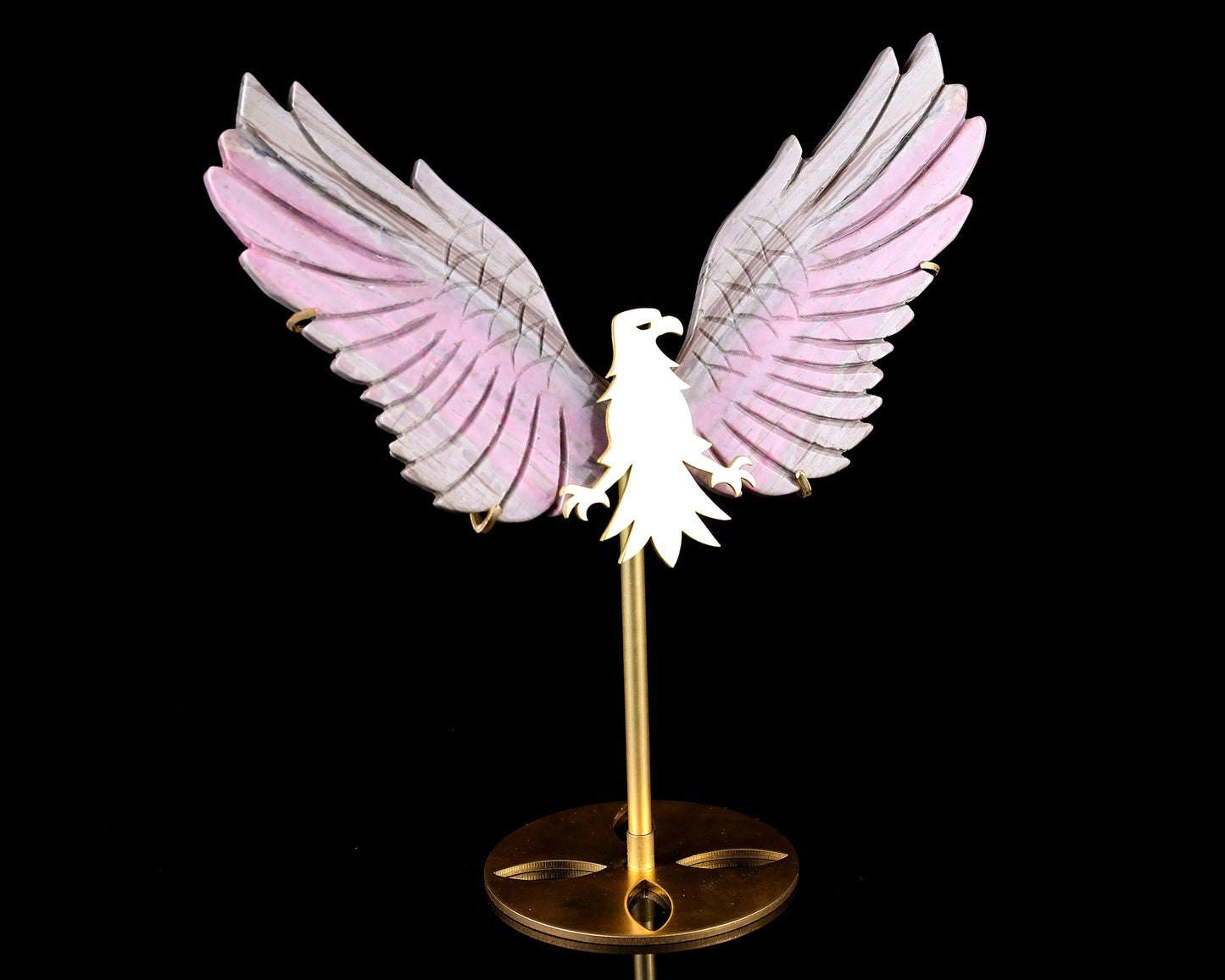 Nicedony 5.0" Rhodonite Hand Carved Crystal Eagle Wings Sculpture - View 7