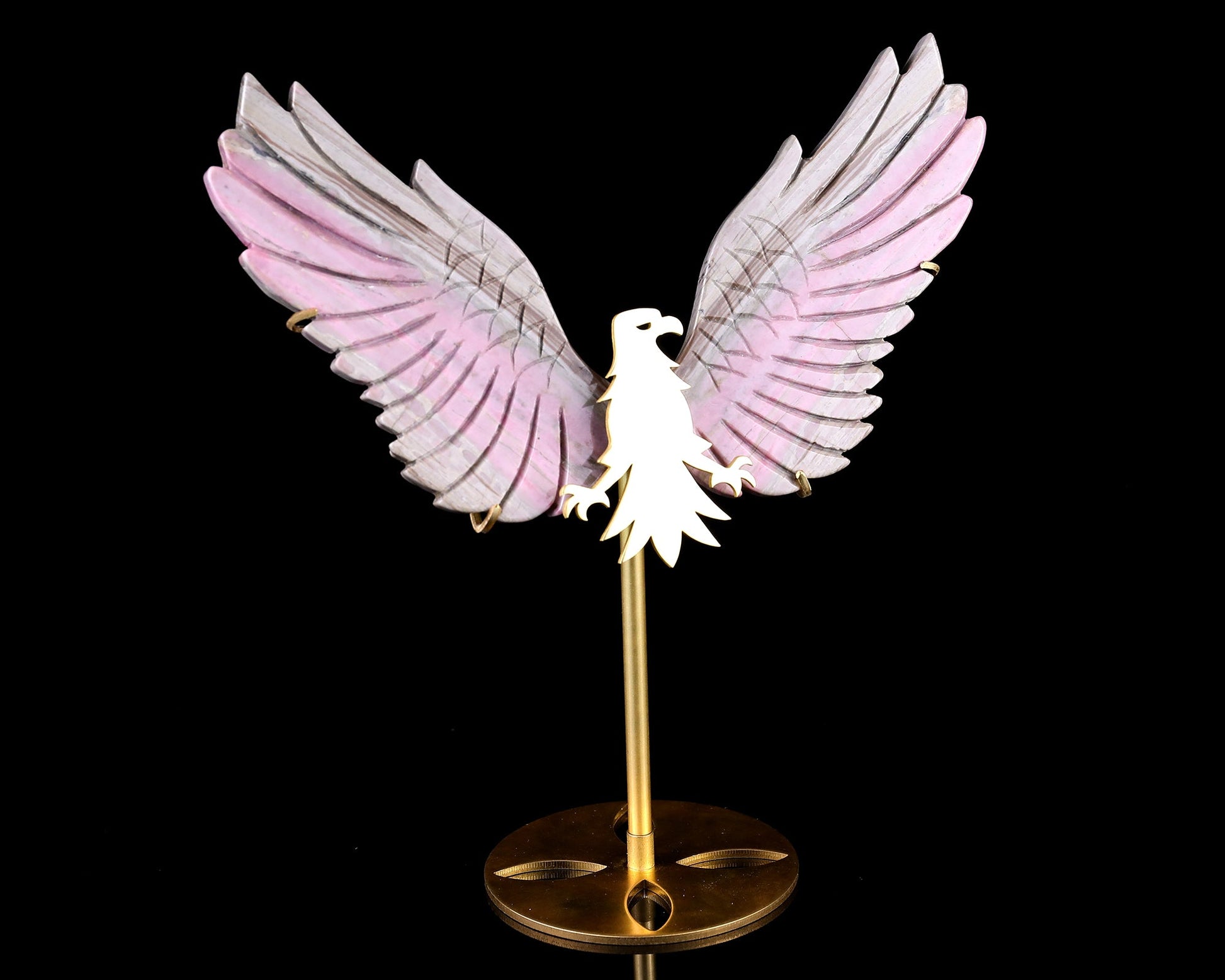 Nicedony 5.0" Rhodonite Hand Carved Crystal Eagle Wings Sculpture - View 7