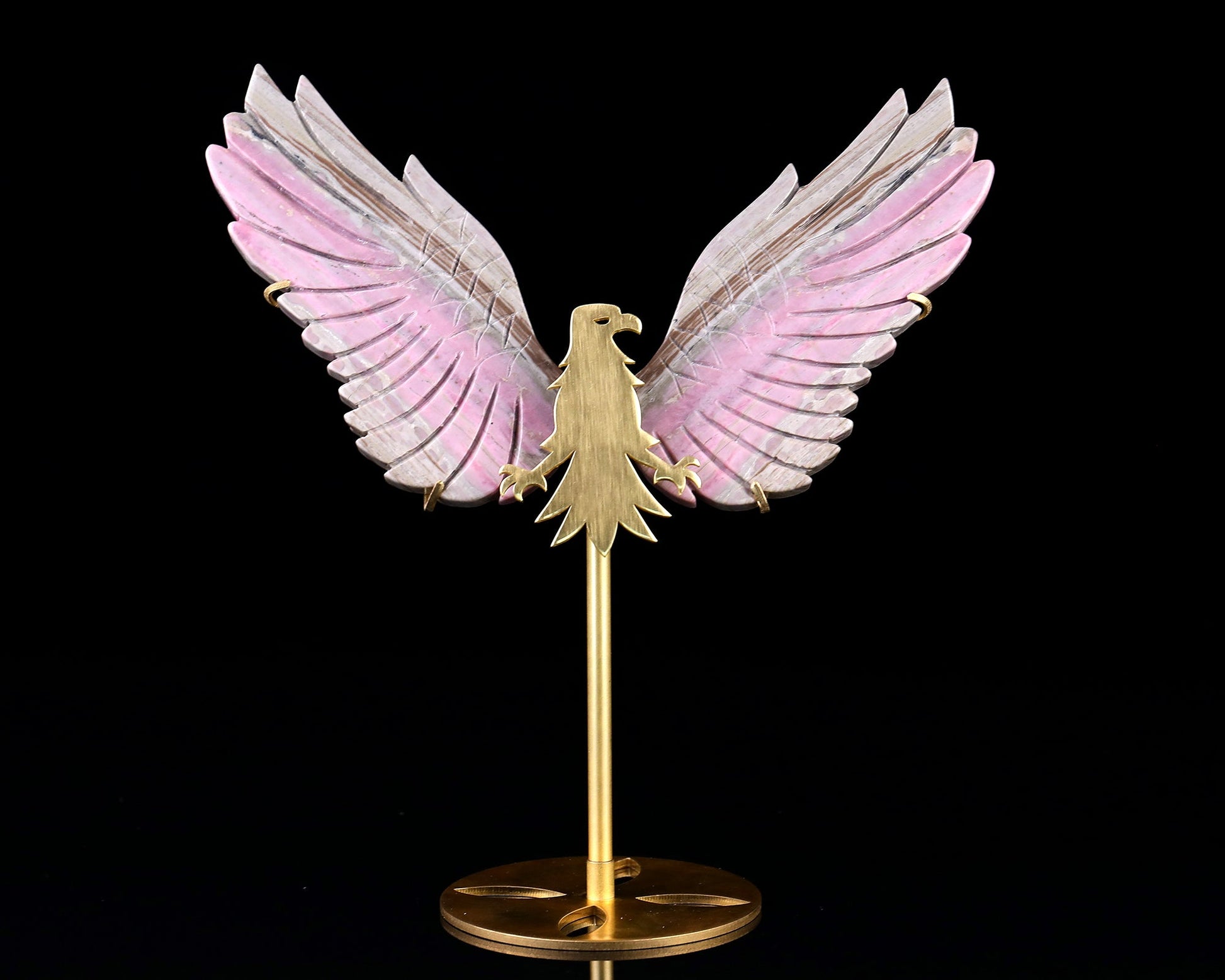 Nicedony 5.0" Rhodonite Hand Carved Crystal Eagle Wings Sculpture - View 3
