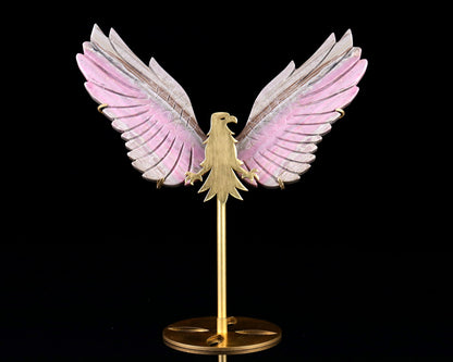 Nicedony 5.0" Rhodonite Hand Carved Crystal Eagle Wings Sculpture - View 3