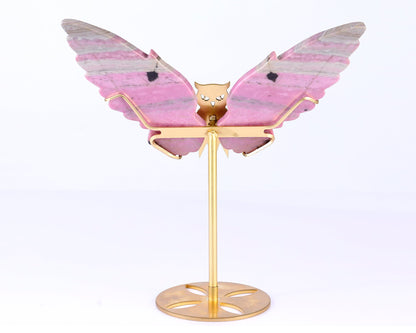 Nicedony 5.0" Rhodonite Hand Carved Crystal Owl Wings Sculpture - View 9